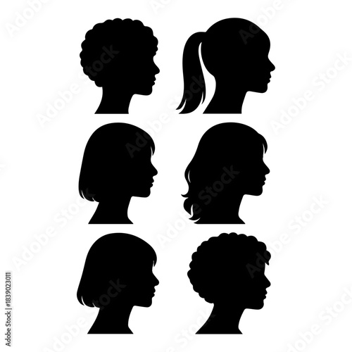 Silhouettes of Diverse Hairstyles