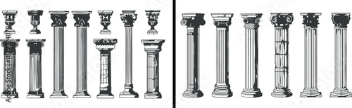 Ancient greek column, vintage pillar vector, classical architecture design, marble column artwork, historic pillar sketch, traditional heritage drawing, roman architecture pattern, ancient monument il