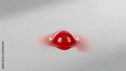 Red liquid forming expanding and collapsing ripples.
