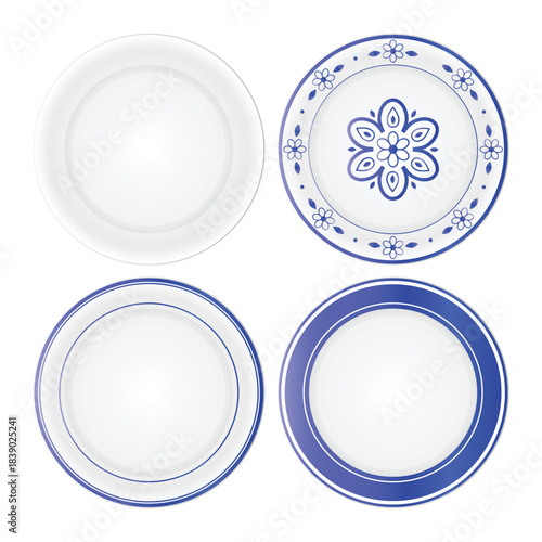 White Porcelain Plate Vector Illustration