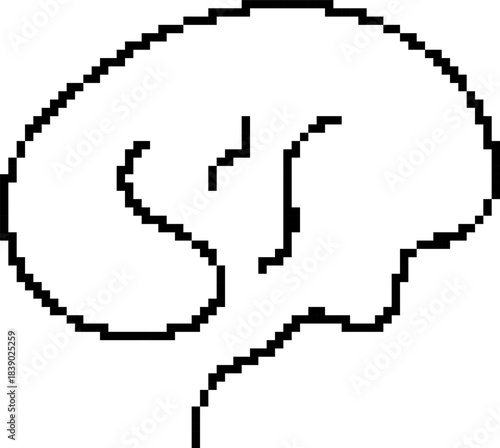 Brain 8-bit pixel icon. Vector illustration.