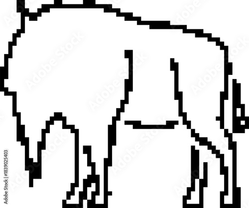 Buffalo 8-bit pixel icon. Vector illustration.