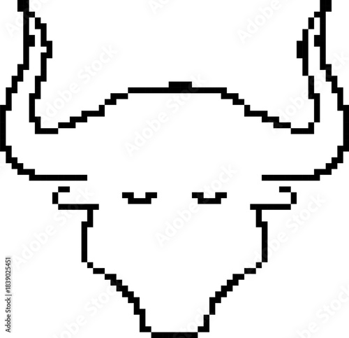 Bull 8-bit pixel icon. Vector illustration.
