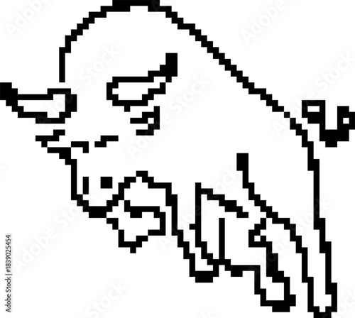 Bull 8-bit pixel icon. Vector illustration.