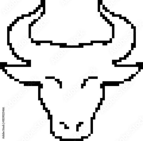 Bull 8-bit pixel icon. Vector illustration.