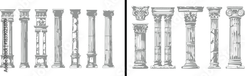 Ancient column art, classic architecture vector, Greek design illustration, vintage pillar drawing, historical structure artwork, antique decor vector, architectural monument design, marble column ske