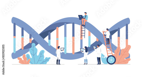 Innovative scientists exploring human genome with cutting edge technology in modern lab, unlocking cures and breakthroughs for a healthier future
