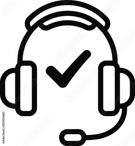 Headset with check mark customer support vector illustration