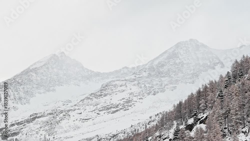 After snowstorm, Gran Paradiso national park landscape