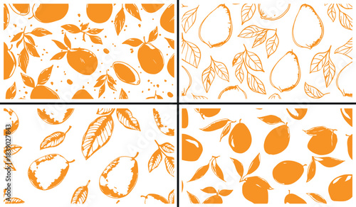 Orange fruit pattern, citrus leaf illustration, healthy organic design, fresh tropical artwork, fruit and leaf drawing, juicy orange vector, botanical fruit decor, natural citrus background, vitamin c