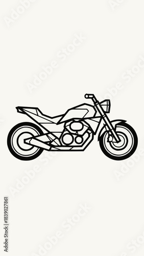 Geometric line art illustration of a modern motorcycle.