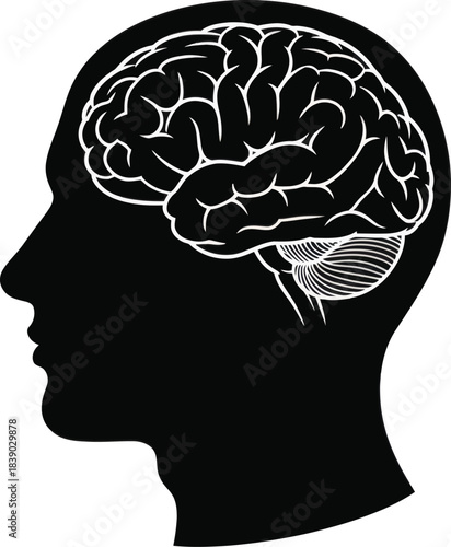 Human Brain Silhouette Profile Vector