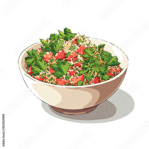 Tabbouleh Salad, illustrated as a clean 2D flat vector icon isolated on a white background