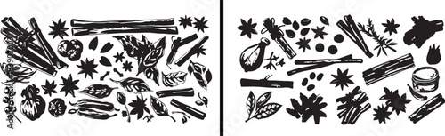 Botanical herbs illustration, spices drawing vector, organic herb design, natural ingredient artwork, medicinal plants sketch, herbal vector art, cooking herbs pattern, kitchen spice decor, aromatic g