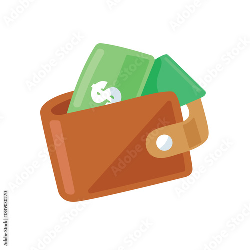Wallet icon, money wallet vector illustration, cash clip art, wallet clip art, clip art cash, isolated on white background 
