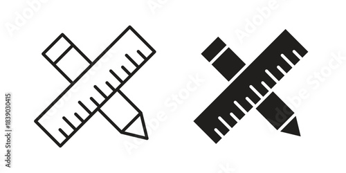 Pencil and ruler icon pictogram in trendy outline style. icon, sign or symbol.