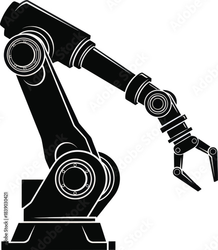 Industrial Robotic Arm Automation Silhouette
