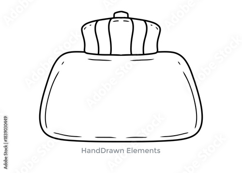 Hand drawn vintage travel objects including a suitcase a paper bag a book and a classic car icon illustration