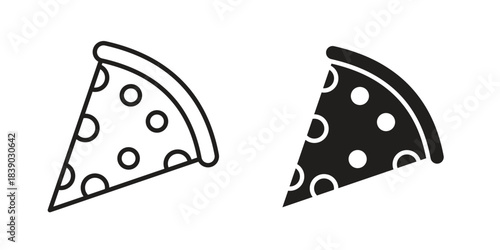 Pizza slice icon pictogram in trendy outline style. icon, sign or symbol.