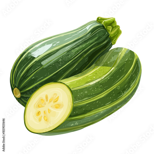 Simple flat 2D vector graphic of a Zucchini in modern icon style, isolated on a white canvas