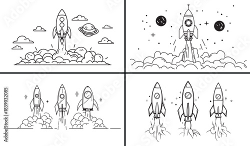 Rocket vector design, space exploration illustration, cosmic travel art, astronomy concept drawing, spaceship takeoff design, galaxy theme vector, sci-fi rocket artwork, futuristic space art, rocket d