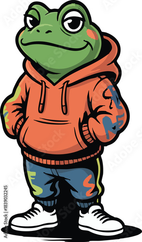 Cute cartoon frog illustration with vibrant colors