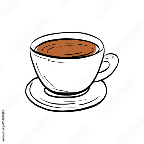 Minimal coffee or tea cup illustration with clean lines and a warm, inviting look. Ideal for cafe menus, beverage branding, and modern coffee-themed clipart