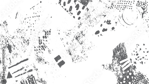 Ripped collage poster texture with worn white paper and grunge surface details. Crumpled white paper texture with torn poster effect for vintage grunge design. 