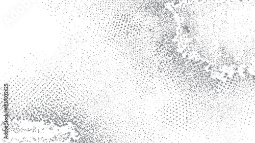 Urban grunge halftone texture vector with distressed overlay for modern graphic projects. Black on white subtle halftone grunge texture for abstract mild background effects. 