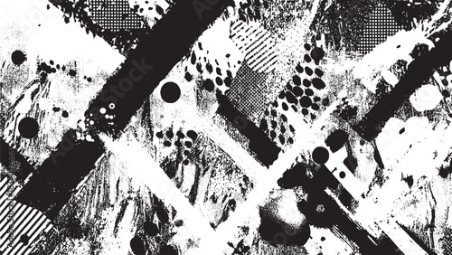 Old white grunge ripped collage poster texture with creased and crumpled paper background. Torn and creased white paper placard texture with vintage grunge background effect. 