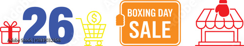 Dynamic boxing day sale announcement with bold typography and vibrant colors for retail promotions