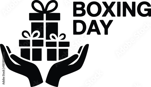 Festive boxing day illustration featuring holiday sale promotions and gift giving traditions