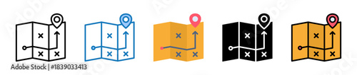 Strategy Map multiple style icons set design vector illustration. 