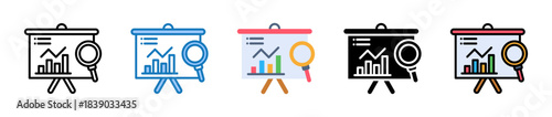 Market Research multiple style icons set design vector illustration. 