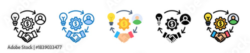 Business Model multiple style icons set design vector illustration. 
