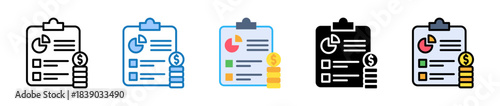 Financial Plan multiple style icons set design vector illustration. 