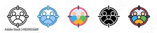 Target Audience multiple style icons set design vector illustration. 