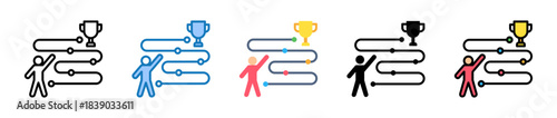Success Roadmap multiple style icons set design vector illustration. 