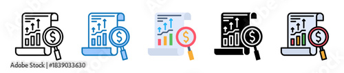 Cost Analysis multiple style icons set design vector illustration. 