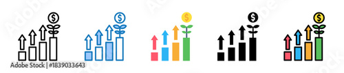 Business Growth multiple style icons set design vector illustration. 