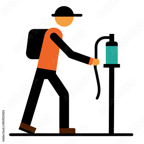 illustration of a man with a drill