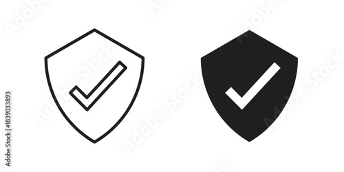 Shield check icon pictogram in trendy outline style. icon, sign or symbol.