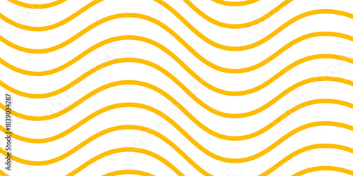 Yellow instant noodle, pasta and spaghetti texture with geometric wavy lines. Ramen, pasta vector pattern. Background abstract food illustration