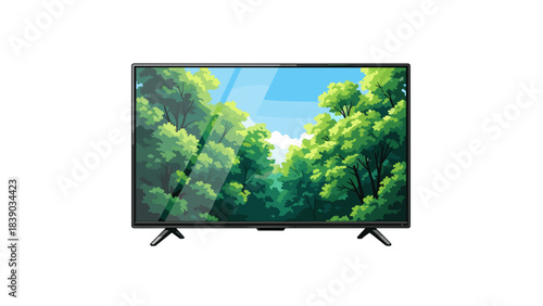 Illustration of a television displaying nature scene with greenery for entertainment