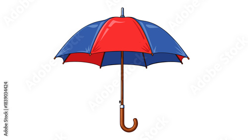 Illustration of a red and blue classic umbrella for rain protection
