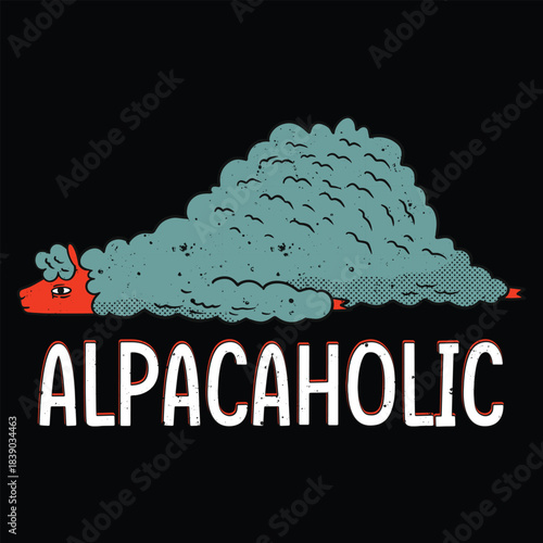 Alpacaholic Vintage Funny Alpaca Lover T-Shirt Design
