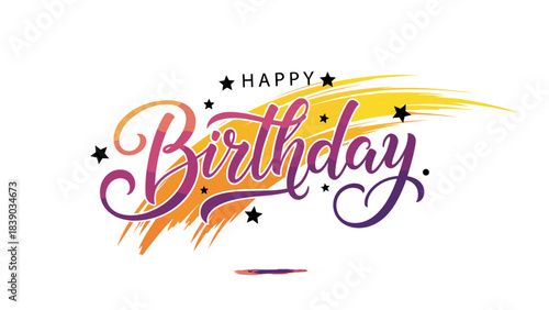 Elegant Happy Birthday Greeting with Balloons and Decorative Typography