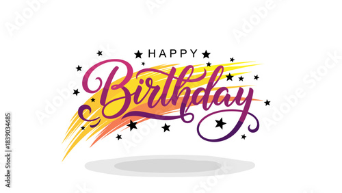 Elegant Happy Birthday Greeting with Balloons and Decorative Typography