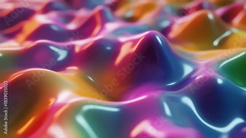Colorful abstract wavy texture animation, Colorful abstract surface with smooth, wavy textures and a glossy finish, showcasing a blend of vibrant hues