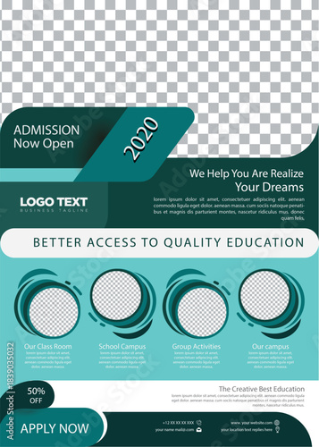 Teal Green Circular Frame Admission Banner